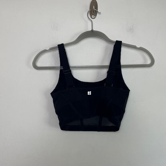 Sweaty Betty Black Mesh Details Sports Bra Size 4 Removable Pads Athletic Gym - Picture 2 of 5